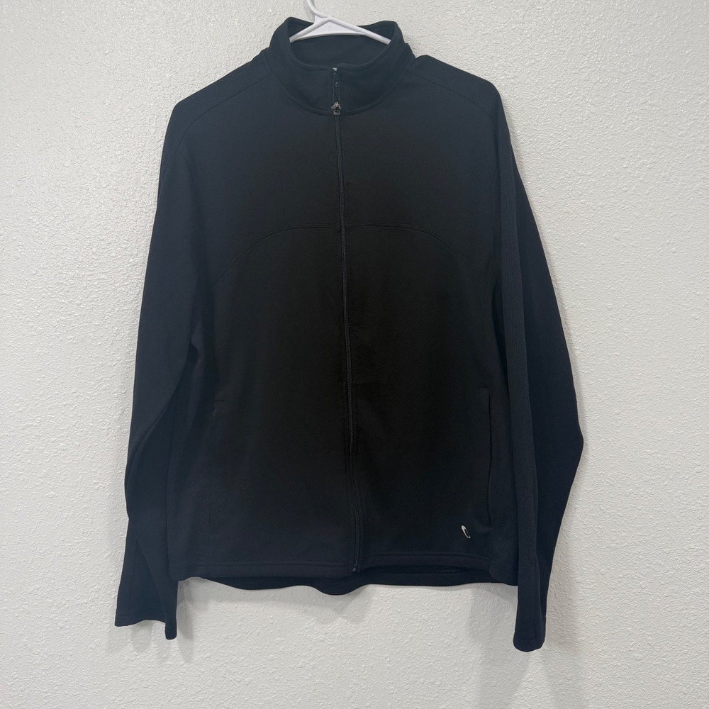 ASICS Mens Black Full Zip Performance Track Jacket Mock Neck Athletic Size L